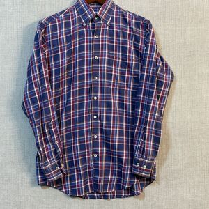 Peter Millar Men M Multicolor Plaid Button Down Long Sleeve Casual Cotton Shirt